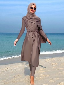 Traje de Baño Musulmán para Mujer, Burkini de Cobertura Completa, Manga Larga, Traje de Baño Modesto con Hiyab para Playa y Piscina - Product Image 3