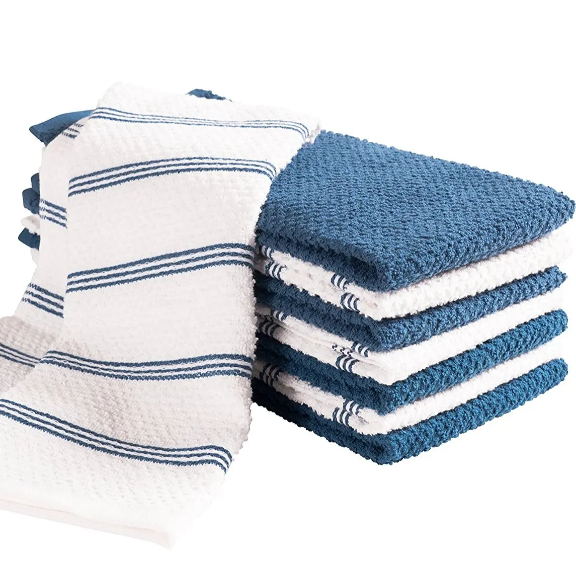 Ensemble de serviettes professionnelles en coton éponge à rayures personnalisées, serviettes de nettoyage de cuisine de qualité supérieure