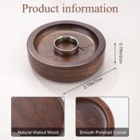 Plateau rond en bois de noyer pour bagues, plateau à bagues de mariage, plateau à bijoux en bois pour les couples, cadeau pour un anniversaire, Noël, un anniversaire de mariage