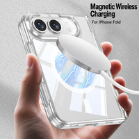 Coque de téléphone magnétique transparente pour iPhone Duo avec béquille intégrée, protection intégrale, antichoc, airbag, anti-chute