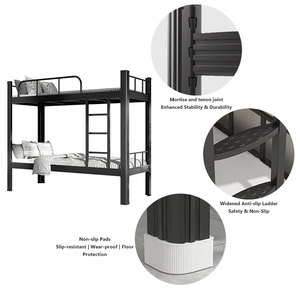 Lit superposé en métal à double lit avec échelle, design pliable, taille personnalisable pour dortoir scolaire, chambre à coucher - Product Image 4
