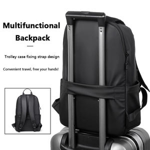 Sac à dos pour ordinateur portable en cuir PU de haute qualité pour hommes, imperméable, avec port USB, idéal pour l'école, les étudiants et les voyages - Product Image 3