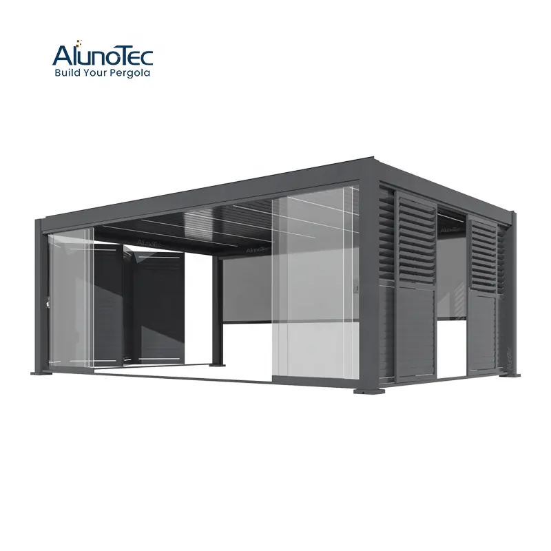 AlunoTec Pergo-Eco anpassbare motorisierte Aluminium-Hinterhof-Pergola automatische Außenküchen Terrassenabdeckungen