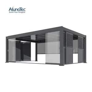 AlunoTec Pergo-에코 맞춤형 전동 알루미늄 뒤뜰 Pergola 자동 야외 주방 파티오 커버