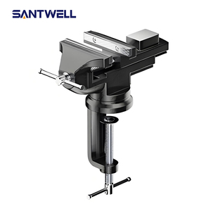 Étau d'établi pivotant en acier moulé de 3 pouces, fixation par pince, rotation à 360° °   Étau rotatif à mâchoires dentelées pour le travail du bois, la métallurgie et le perçage - Product Image 4