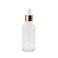 CH Offre Spéciale Bouteilles compte-gouttes en verre avec bouchon plastique 15ml-100ml, épaule ronde, transparentes avec anneau doré