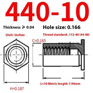 Rivets aveugles en acier inoxydable à trou traversant, goujons à colonne <span class=keywords><strong>BSOS</strong></span>/SOS-440/6440/632/8632/832 - Product Image 6