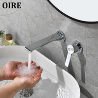 Robinet de lavabo de salle de bain en laiton massif, mitigeur mural encastré moderne et contemporain haut de gamme Oire