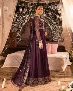 Faux Georgette With Heavy Embroidery Sequence <b>Work</b> with Full Sleeve and Fully 3 Meter Flair Ready to Wear With Attached <b>Cup</b> - Product Image 3