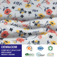 Nouveau tissu imprimé floral 2026, 68 % polyester, maille côtelée douce pour fabricants de textiles de maison, Shaoxing, Chine