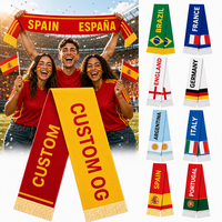Écharpe de football en polyester de haute qualité, différents designs personnalisés, fabriquée en Chine, tendance en Espagne
