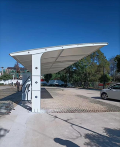 โครงสร้างหลังคาผ้าใบสำเร็จรูปแบบคานยื่น ป้องกันน้ำ ทนลม ทำจากผ้า PVC สำหรับจอดรถ - Product Image 1