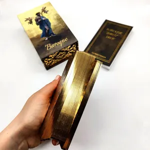High Quality Custom Wholesale Printing Golden Edges Gold Black Paper Tarot Deck Affirmation Cards With Book Instruction