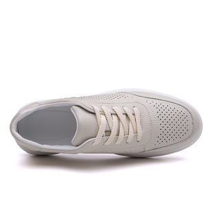 Men's Genuine Cow <b>Leather</b> Breathable Walking Shoes Round Toe Low Heel Summer Casual <b>Sneakers</b> - Product Image 4