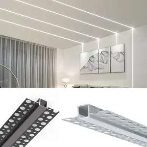Drywall LED Channel For Gypsum Width Diffuser For LED Strip Light Trimless Plaster LED Aluminum Profiles