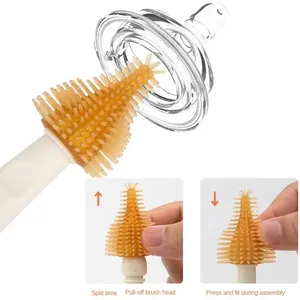 Zenidoo Silicone Baby <b>Bottle</b> <b>Brush</b> Set Soft Bristles Eco-Friendly Multi-Functional Portable Storage Box Animal Design Cleaning - Product Image 5