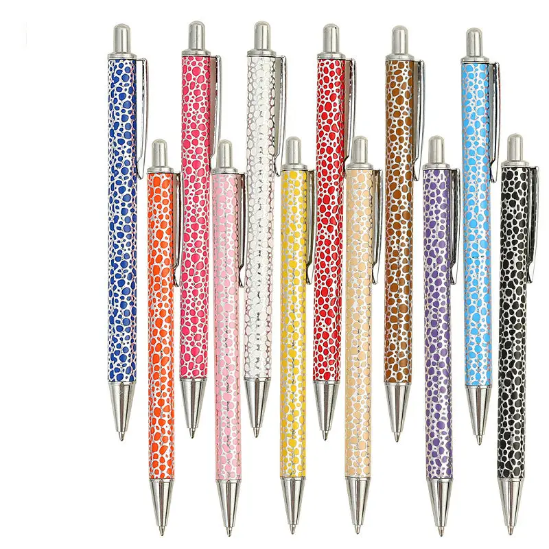 PU ของขวัญน่ารัก PUSH คลิกปากกาโลหะแบบพับเก็บได้หลากสีสนุก Sparkle ปากกาลูกลื่นแฟนซีสําหรับผู้หญิง