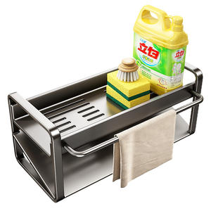 Égouttoir d'évier de cuisine Lily avec plateau et poignée pour éponges, chiffons de nettoyage, forme carrée - Product Image 1