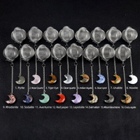 Dispositif d'infusion de thé Filet de boule en acier inoxydable Filtre à thé Améthyste et cristal blanc Pendentif de lune Filtre à boule de thé Chaîne étendue