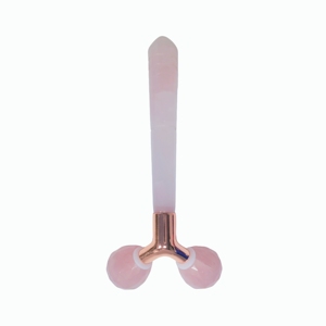Rodillo Masajeador 3D para Rostro, Reduce la Fatiga, Bola Facetada de Cuarzo Rosa y Jade - Product Image 3