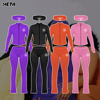 Ensemble de yoga 2 pièces pour femmes avec veste zippée et pantalon évasé taille haute pour femmes de grande taille, emballage personnalisé avec logo