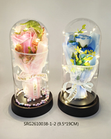 Dôme en verre avec fleurs artificielles pour la décoration de mariage et la décoration de la maison avec lumière LED