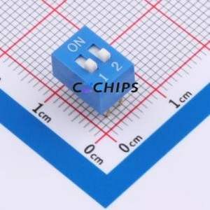 DS-2-B-T DIP Switch Through hole Component (THT),P=2.54mm Switch Flat Toggle, Raised Type Single Pole Single Throw 2 2.54mm - Product Image 1