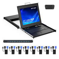 MT-Viki 17'' Rack Mount KVM Switch VGA 8 Port, KVM Monitor Rakitan Rak yang Cocok untuk Rak 1U 19'', Kedalaman 600-800mm (23.6~31.8'')