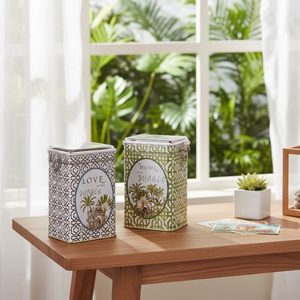 Juego de Cajas Metálicas Rectangulares Kontensan de 75x100x150 mm (Juego de 3), Cierre de Alambre, Tapa Transparente, Diseño de Naturaleza Tropical, Selva, Paraíso - Product Image 3