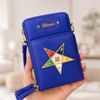 Tas Dompet Wanita Kulit PU Desain Timur Warna-warni Custom Grosir dengan Ritsleting dan Aksen Masonik untuk Penggunaan Sehari-hari