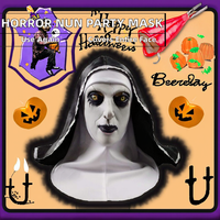 Masque de nonne d'horreur en latex pour Halloween, costume de cosplay, couvre-tête complet réutilisable, accessoires de fête masquée néon pour adulte