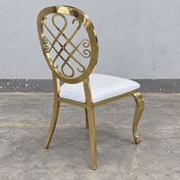 Chaise de banquet ovale en acier inoxydable doré avec nœud diamanté et assise en PU pour mariage – Vente en gros