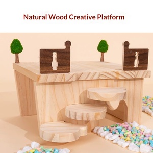 Casa para Hámster <span class=keywords><strong>de</strong></span> Madera Natural Sólida <span class=keywords><strong>de</strong></span> Primera Calidad, Espacio Amplio, Chimenea, Escondite, Decoración para Jaula Interior <span class=keywords><strong>de</strong></span> Hámster Sirio, Venta al por Mayor para Tiendas <span class=keywords><strong>de</strong></span> Mascotas - Product Image 5