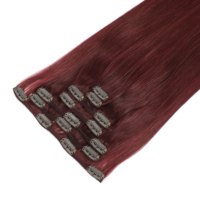Extensions de cheveux brésiliens lisses en vison, à clipser, en cheveux humains naturels, noir naturel, extensions à clipser sans couture