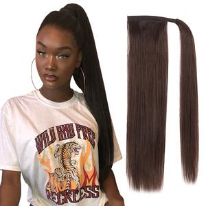 Queue <span class=keywords><strong>de</strong></span> <span class=keywords><strong>cheval</strong></span> brésilienne droite à cordon, extension <span class=keywords><strong>de</strong></span> cheveux humains, clipser, pour <span class=keywords><strong>femme</strong></span>, style queue enveloppante, cheveux Remy vierges, 100g, 12-26 pouces, Ali - Product Image 2