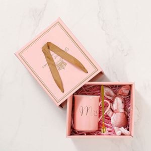 แก้วเซรามิกลายหินอ่อนสีชมพู พร้อมกล่องของขวัญ สำหรับวันวาเลนไทน์ งานแต่งงาน วันเกิด หรือเทศกาลต่างๆ ขายดี - Product Image 2