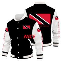 Veste de baseball personnalisée avec drapeau national de Trinité-et-Tobago, vêtement d'extérieur patriotique pour les fans de sport, les fêtes, le carnaval et les cadeaux commémoratifs