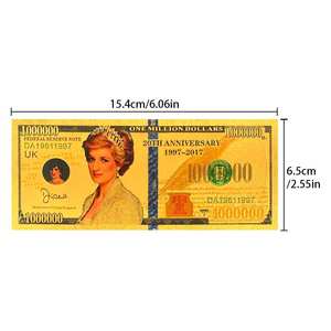 Wholesale Waterproof 20th Anniversary Commemorative British Princess <strong>Diana</strong> 1000000 Gold-Plated Banknote - Product Image 3