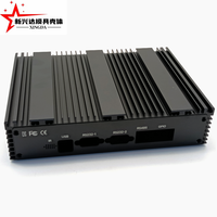 Boîtier en aluminium noir pour mini PC sans ventilateur, avec ailettes de refroidissement intégrées, pour carte mère industrielle double LAN intégrée, boîtier de protection