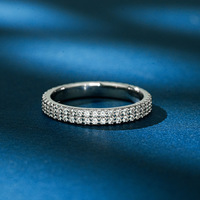 Bagues d'éternité double rangée en moissanite GRA VVS1 pavée, en argent sterling 925 plaqué platine, bijoux de fiançailles pour femme