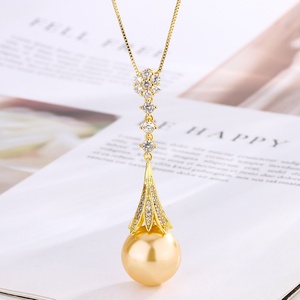 Wholesale Vintage Fashion Eco-friendly Copper 16-14mm Gold Pearl Tassel Necklace <b>Earrings</b> <b>Set</b> Pearl Jewelry <b>Set</b> for Women - Product Image 5