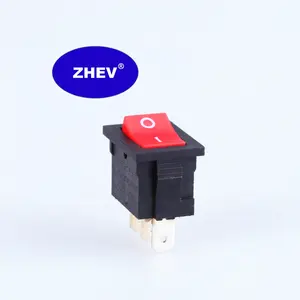 KCD1-102 Black 3 Pin Rocker Switch With Housing Red Button