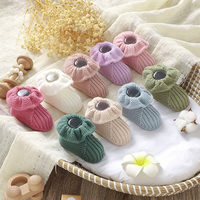 Chaussons tricotés Mimixiong Premium pour bébés, avec bordure à bulles et fleurs, pour nouveau-nés filles