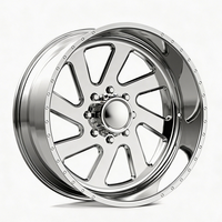 SL 20X14 24X10 22X10 26X16 Velg Truk Tempa Cekung Super Tunggal Kustom yang Dipoles dengan 8X180 6X139.7 6X135 untuk Silverado 2500