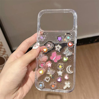 Funda para Teléfono Móvil con Diseño de Mariposa Brillante para iPhone 17 Air 16 15 14 Pro Max, Resina Transparente, Flores, Luna y Estrellas, Carcasa Trasera DIY
