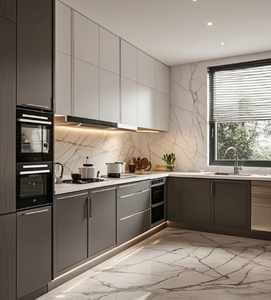 ตู้ครัวไม้ดีไซน์ทันสมัยสั่งทำพิเศษจากโรงงาน พร้อมท็อปเคาน์เตอร์หินควอตซ์ - Product Image 6