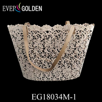 Fantaisie Style Chaud Dentelle Floral À Tricoter Crochet Fil Net Fleur Motif Fourre-Tout Sac À Main Épaule Plage Sac EG18034M-2 42X18X31CM