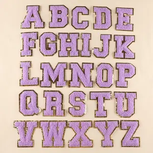 En Stock multicolore 8cm bricolage fer sur lettres patchs paillettes Alphabet Chenille lettre Patch pour vêtements