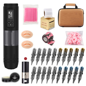 Kit de maquillaje permanente inalámbrico Tuffking, máquina de tatuaje rotativa con pantalla para práctica de cejas y labios, suministros. - Product Image 1
