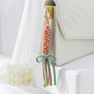 Tay dệt đầy màu sắc tua macrame Keychain Boho handmade đan bện dây cung túi hoa quyến rũ Mặt dây chuyền móc chìa khóa phụ kiện - Product Image 3